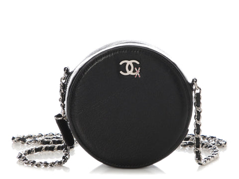 Chanel Black Goatskin CC Ski Round Crossbody