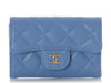 Chanel Periwinkle Quilted Caviar Flap Card Holder