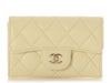 Chanel Light Yellow Quilted Caviar Card Holder