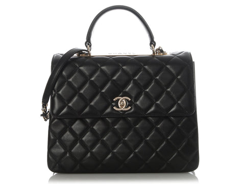 Chanel Large Black Quilted Lambskin Trendy CC Flap