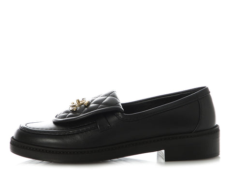 Chanel Black Lambskin Loafers
