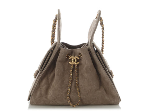Chanel Small Gray Suede 25 Bag