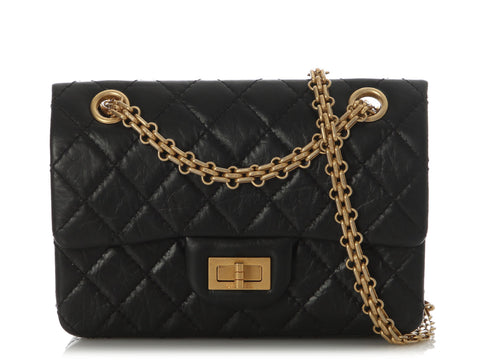 Chanel Mini Black Quilted Aged Calfskin Reissue 2.55