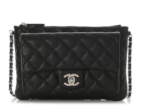 Chanel Small Black Quilted Caviar Crossbody