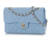 Chanel Small Blue Brume Quilted Caviar Classic Double Flap