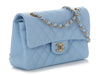 Chanel Small Blue Brume Quilted Caviar Classic Double Flap