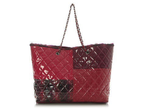 Chanel Large Pink and Purple Patchwork Tweed Tote