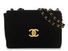 Chanel Vintage Jumbo Black Velvet Classic Single Flap