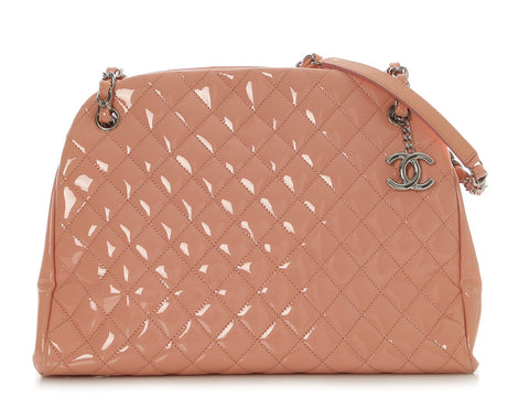 Chanel Large Pink Quilted Patent Mademoiselle Bowling Bag