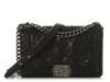 Chanel Old Medium Black Whipstitch Quilted Calfskin Boy Bag