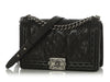 Chanel Old Medium Black Whipstitch Quilted Calfskin Boy Bag
