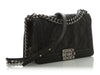Chanel Old Medium Black Whipstitch Quilted Calfskin Boy Bag