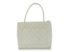 Chanel White Quilted Caviar Medallion Tote