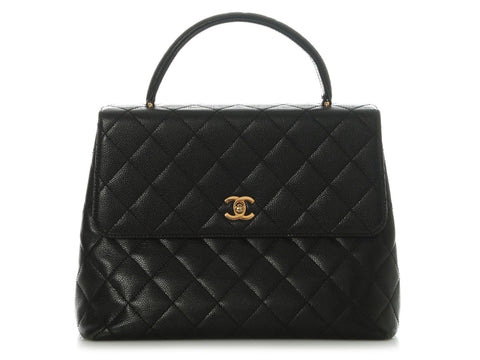 Chanel Vintage Jumbo Black Quilted Caviar Kelly