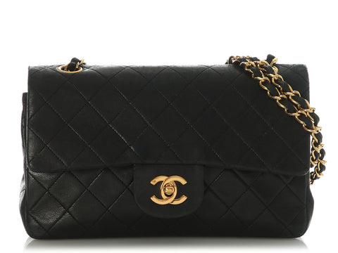 Chanel Vintage Small Black Quilted Lambskin Classic Double Flap