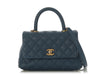 Chanel Mini Blue Quilted Caviar Coco Handle