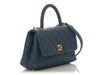 Chanel Mini Blue Quilted Caviar Coco Handle