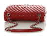 Chanel Jumbo Red Chevron-Quilted Lambskin Classic Single Flap