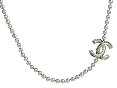Chanel Gray Pearl Long Necklace