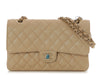 Chanel Medium/Large Iridescent Beige Quilted Caviar Classic Double Flap