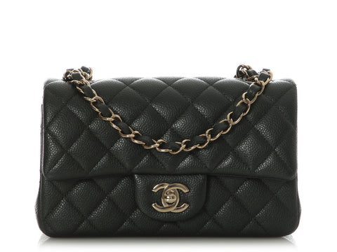 Chanel Mini Dark Gray Quilted Caviar Classic