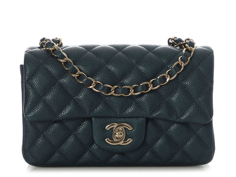 Chanel Mini Dark Blue Quilted Caviar Classic