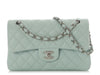 Chanel Small Pale Light Blue Quilted Caviar Classic Double Flap