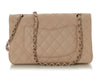 Classic Medium/Large Beige Quilted Caviar Classic Double Flap