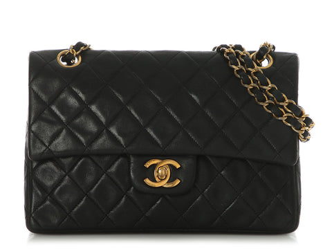Chanel Vintage Small Black Quilted Lambskin Classic Double Flap
