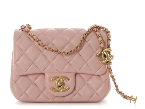 Chanel Mini Pink Quilted Lambskin Pearl Crush Square Classic