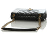 Chanel Medium Black Part-Quilted Calfskin Mademoiselle Flap