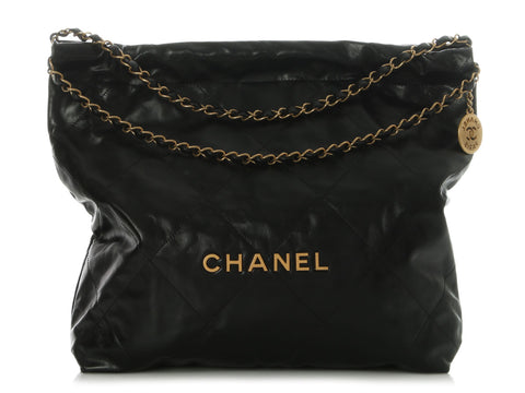 Chanel Black Quilted Shiny Calfskin 22