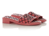 Chanel Pink and Black Velvet Slide Sandals