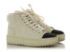 Chanel White Kid Suede and Shearling Lace-Up Boots