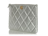 Chanel Large Metallic Silver Quilted Lambskin O Case