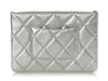 Chanel Large Metallic Silver Quilted Lambskin O Case