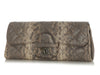 Chanel Beige Snake-Embossed Leather Clutch