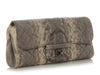 Chanel Beige Snake-Embossed Leather Clutch