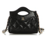 Chanel Black Part-Quilted Shiny Calfskin Nano Bag