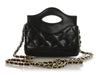 Chanel Black Part-Quilted Shiny Calfskin Nano Bag