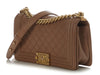 Chanel Old Medium Brown Quilted Lambskin Boy Bag