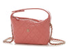 Chanel Small Pink Quilted Caviar Hobo Clutch