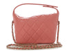 Chanel Small Pink Quilted Caviar Hobo Clutch