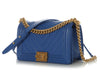 Chanel Old Medium Cobalt Blue Chevron-Quilted Caviar Boy Bag