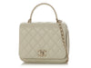 Chanel Mini Cream Quilted Calfskin Top Handle Crossbody