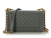 Chanel Old Medium Gray Quilted Lambskin Boy Bag