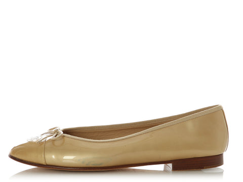 Chanel Gold Patent Ballet Flats
