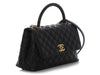 Chanel Small Black Quilted Caviar Coco Handle