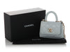 Chanel Nano Light Blue Quilted Caviar Coco Handle Clutch with Chain