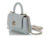 Chanel Nano Light Blue Quilted Caviar Coco Handle Clutch with Chain